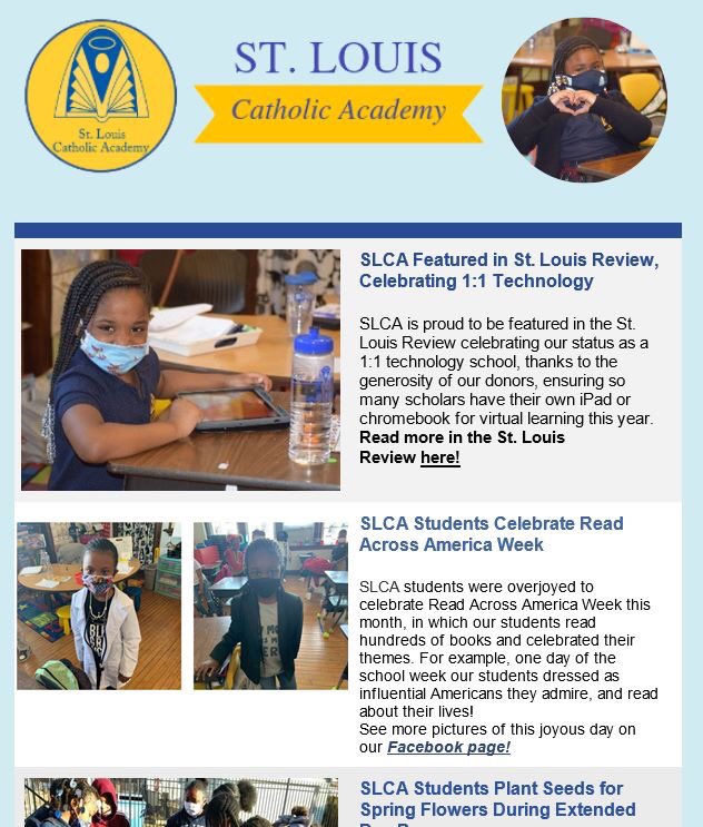 stlcathschools's tweet photo. At SLCA, we greet the Spring season with a spirit of hope! Learn more in our latest E-News edition! https://t.co/byFik0Hgm0 #SLCA #CatholicEdSTL https://t.co/S0EE4IjSww
