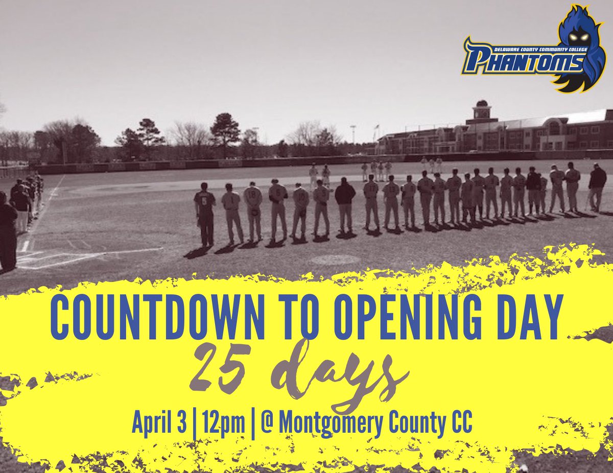 DCCC_ACE's tweet photo. It’s been exactly 365 days since the phantoms last stepped onto the field/court so there is no better time to officially kickoff the countdown to return to play! The baseball team is scheduled to take the field for opening day on Saturday, April 3 at Montgomery County CC. https://t.co/Y3yOqSYY5h