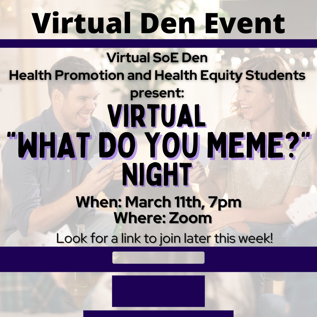 MERIT_Library's tweet image. Take a break from studying to laugh and play "What Do You Meme?" with some friends and new faces this Thursday, March 11th, at 7pm!

Look for a post later this week for a Zoom link to join.