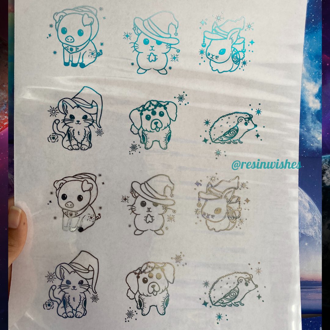 ResinWishes's tweet photo. Teal & silver ombrรฉ celestial witchy animal foil ๐โจ. Do you have any suggestions for a foil design you would like to see in the shop? Let me know! #resinfoils #customfoils #animalfoils #resininserts #ArtistOnTwitter #cuteresin #EtsySeller #resinart #resinartists #resinshop https://t.co/YevnC5Mdlg