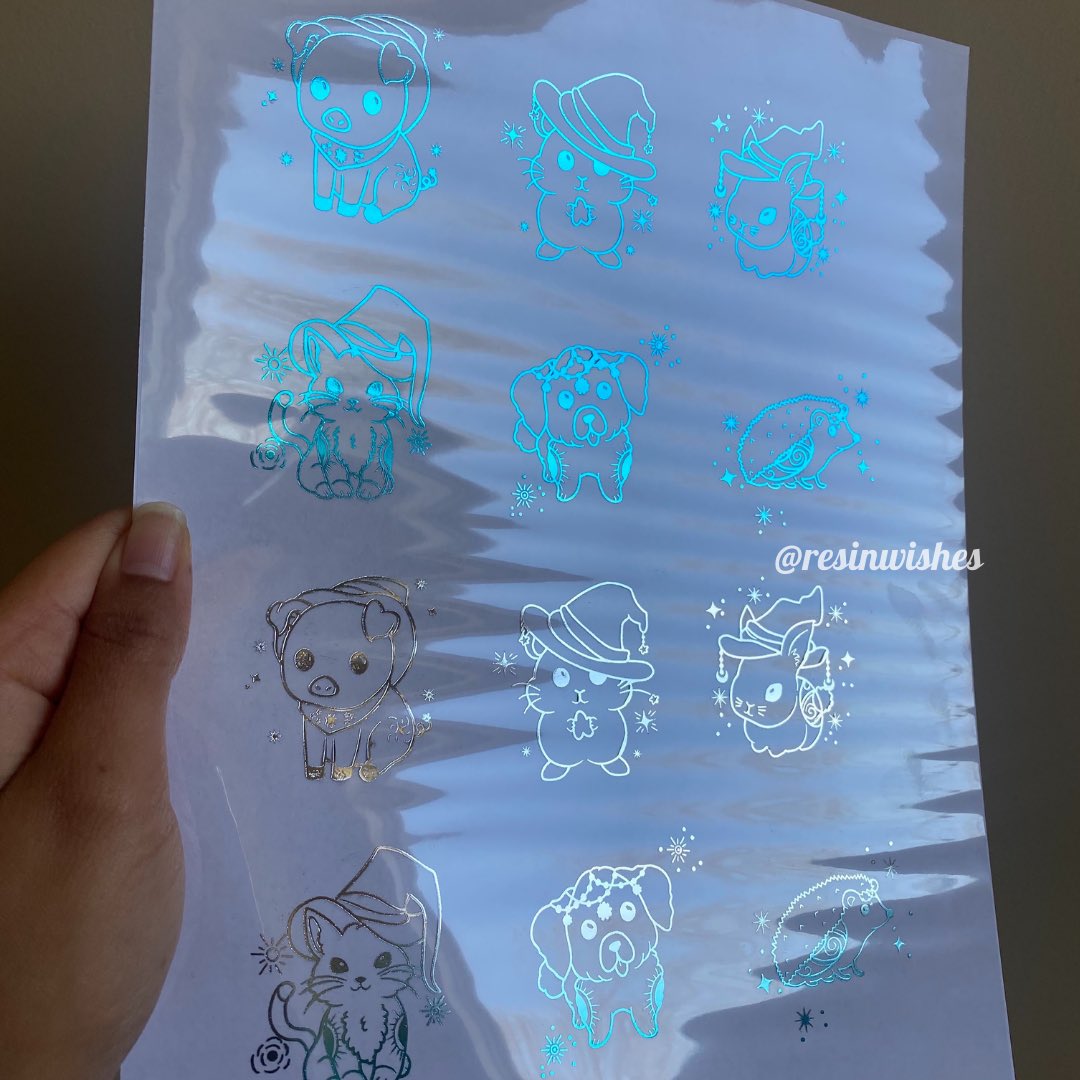 ResinWishes's tweet photo. Teal & silver ombrรฉ celestial witchy animal foil ๐โจ. Do you have any suggestions for a foil design you would like to see in the shop? Let me know! #resinfoils #customfoils #animalfoils #resininserts #ArtistOnTwitter #cuteresin #EtsySeller #resinart #resinartists #resinshop https://t.co/YevnC5Mdlg