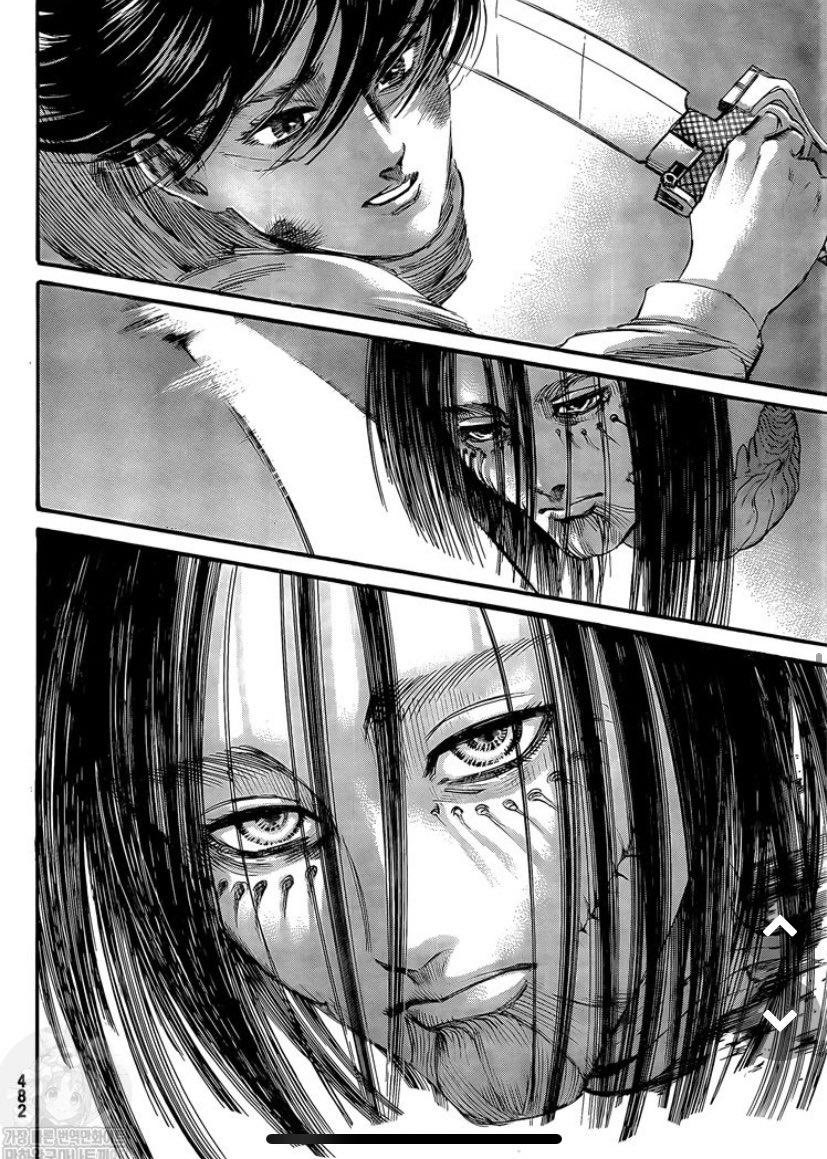 But first she wanted to free him from the spine, from the skeleton, because there is nothing more necessary as a first step to free him, then she kisses him and he responds to her kiss. The same situation as in chapter 50 can happen, without Ymir even intervening.