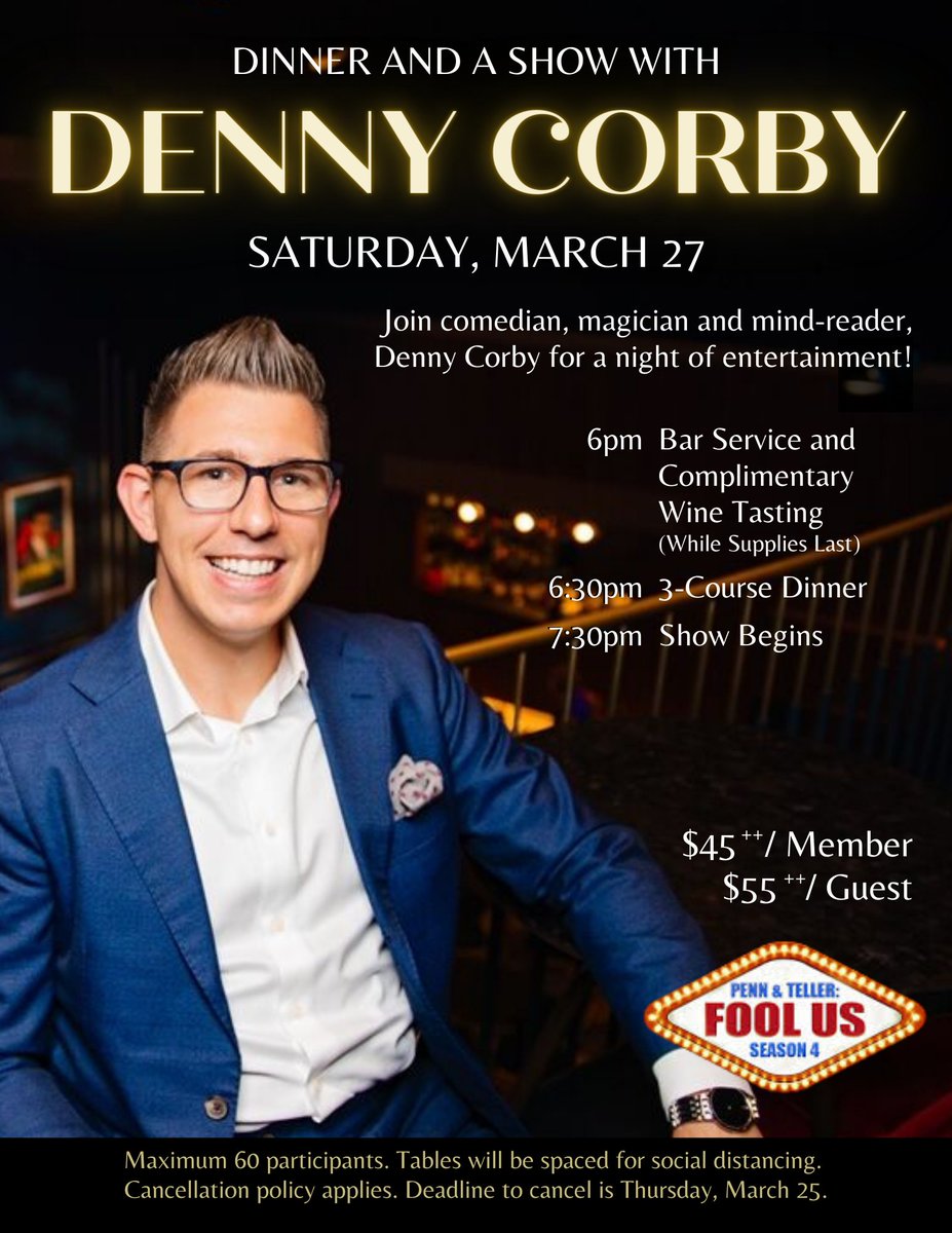 There is still time to sign up for this great experience. Come enjoy night of magic, food, and fun.