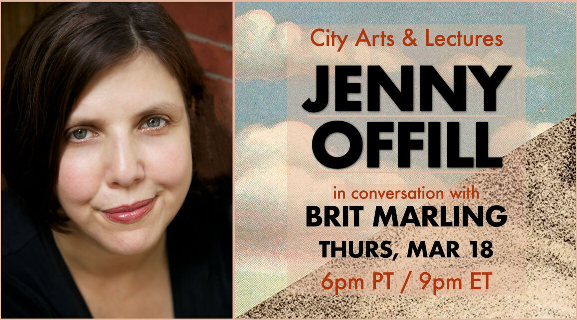 City Arts & Lectures (@cityartssf) on Twitter photo Jenny Offill's "Weather" is a necessary book for our current climate. Smart, reflective, and full of jokes, the slim novel defends the heroism involved in accomplishing our everyday tasks. Don't miss Offill in conversation with <a href="/britmarling/">brit marling</a> March 18!
🎟️: bit.ly/3v3pv7r Jenny Offill's "Weather" is a necessary book for our current climate. Smart, reflective, and full of jokes, the slim novel defends the heroism involved in accomplishing our everyday tasks. Don't miss Offill in conversation with <a href="/britmarling/">brit marling</a> March 18!
🎟️: bit.ly/3v3pv7r