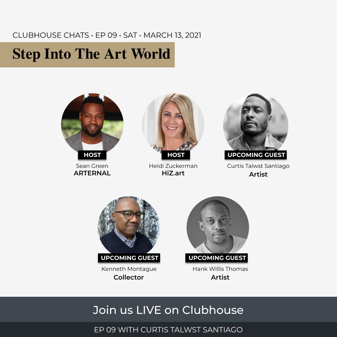 Announcement: our next round of guests for <a href="/joinClubhouse/">Follow @Clubhouse</a> #StepIntotheArtWorld hosted by myself <a href="/heidizuckerman/">Heidi Zuckerman</a>. Next up is artist <a href="/TALWST/">TALWST</a> happening this Saturday the 13th at 3:30pm PT/6:30pm ET. 
bit.ly/3rx5OTi