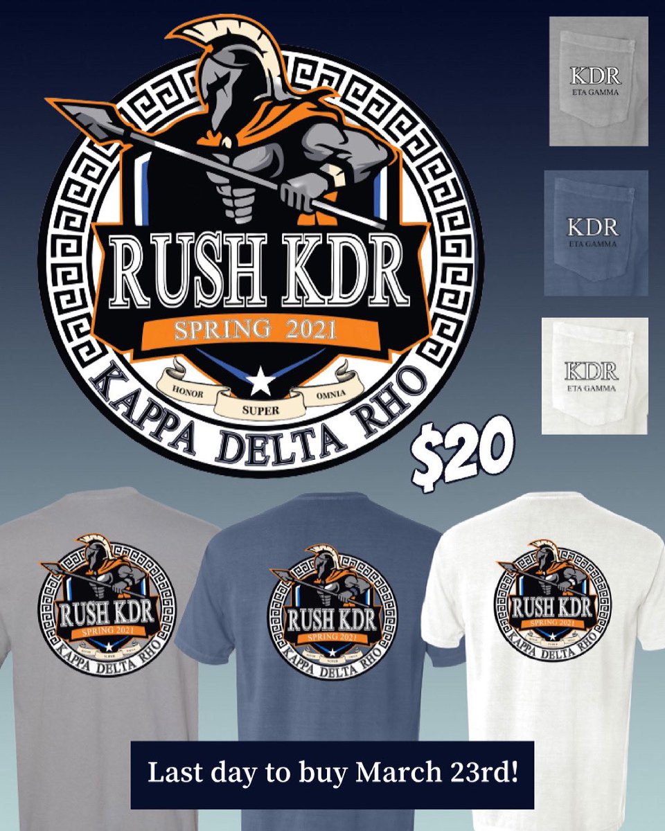 AngeloStateKDR's tweet photo. Rush shirts are NOW ON SALE! 🤩 Click the link in our bio and get yours today!! #ΚΔΡ #RushKDR #HSO https://t.co/P4t8M7Xbkf
