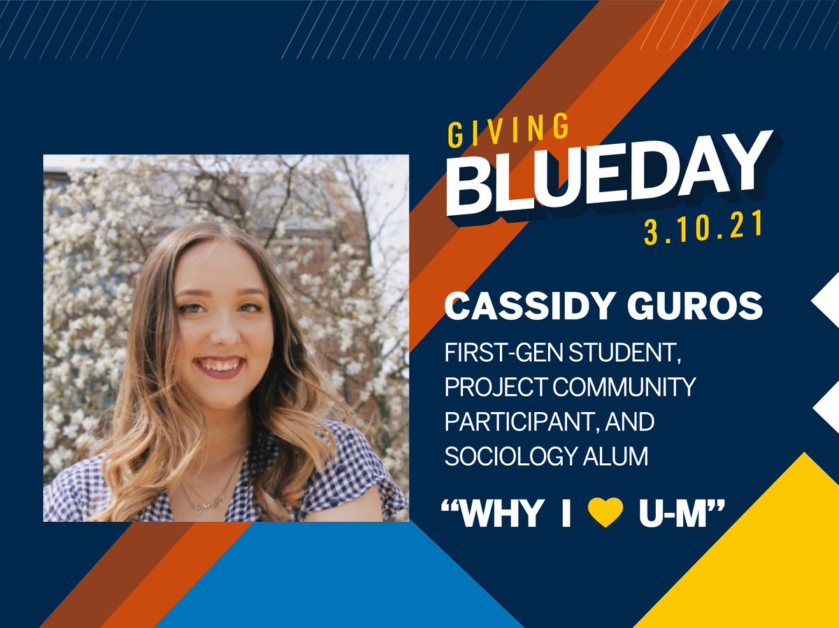 UMSociology's tweet image. Let's hear from Cassidy Guros, a #UMSociology alum, #firstgen student, and #ProjectCommunity participant. She shares why she chose to major in sociology, and how generous donations on #GivingBlueday can help fund so many invaluable student experiences.

youtube.com/watch?v=RtlCeT…