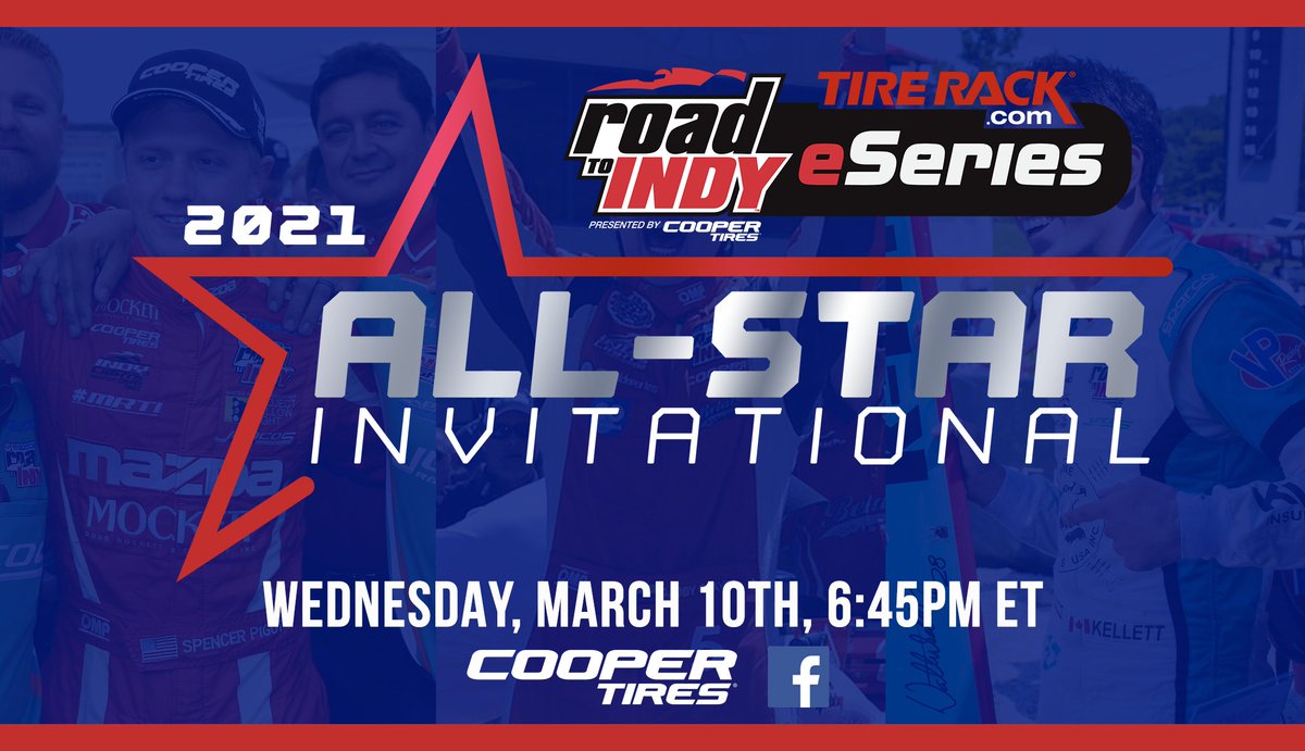 #RoadToIndy champions such as Brabham, Pigot, Chaves, Telitz, Vautier and other grads go up against current & future series drivers in the @tirerack #RTIeSeries All-Star Invitational tomorrow at 6:45pm ET on the @CooperTire Facebook page! indylights.com/news/tirerack.… #TeamCooperTire