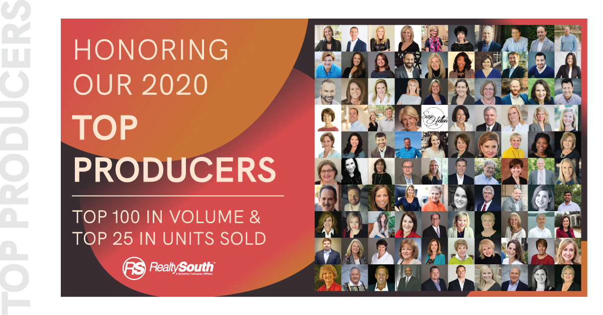 Let's hear it for our 2020 Top Producers! Our top producers were anonymously polled to select their charity of choice for their 2021 collective gift. Read for more: bit.ly/3kZ9FpH

Thank you to all of our agents for a great 2020!

#RealtySouth #ExpertsatHome #OneTeam