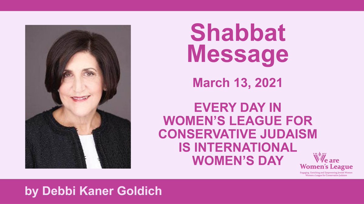 MyWLCJ's tweet photo. Shabbat Message: March 13, 2021 by Debbi Kaner Goldich, WLCJ International President. To read Debbi's full message, click here: https://t.co/ep96xVkgkz
#shabbatmessage #mywlcj https://t.co/GIrrM3jXUW