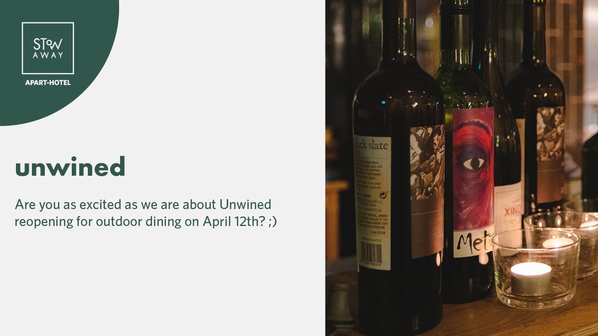 Our resident wine bar and restaurant @unwinedse1 reopens for outdoor dining from April 12th, and we couldn’t be more excited. Have you missed them as much as we have? 

Find out more about Unwined and our eco-friendly Apart-Hotel by visiting our website;
 buff.ly/2OMk74u