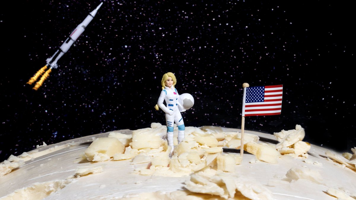 She's got a mansion in Malibu and now she's gone galactic. On #NationalBarbieDay, we take <a href="/Barbie/">Barbie</a> to the moon — and it really IS made of cheese!

#cheeselover #cheese #ilovecheese #cheddar #thebigcheese #agedcheddar