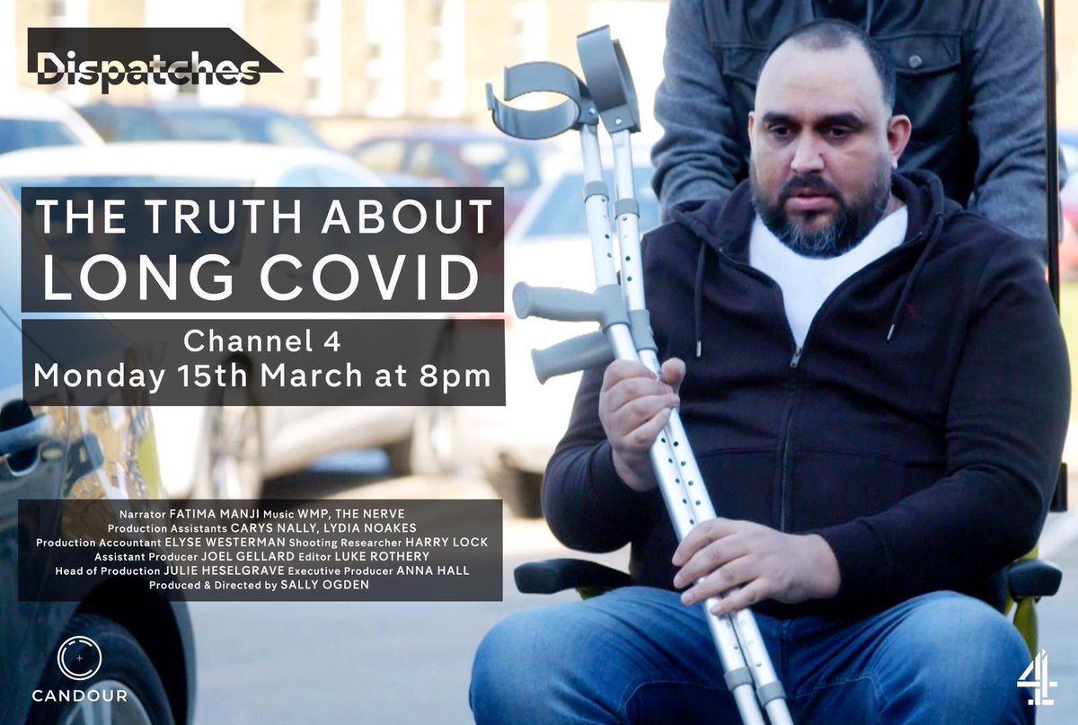 AliHobbs8's tweet photo. I’m beyond proud to share C4 Dispatches @SallyOgdenTV and @CandourTV have made looking at how debilitating long covid really is and the incredible work being done by @drpaulwhitaker and his amazing team at St Luke @BTHFT to help provide support. Essential viewing! https://t.co/2EM3caq1uH