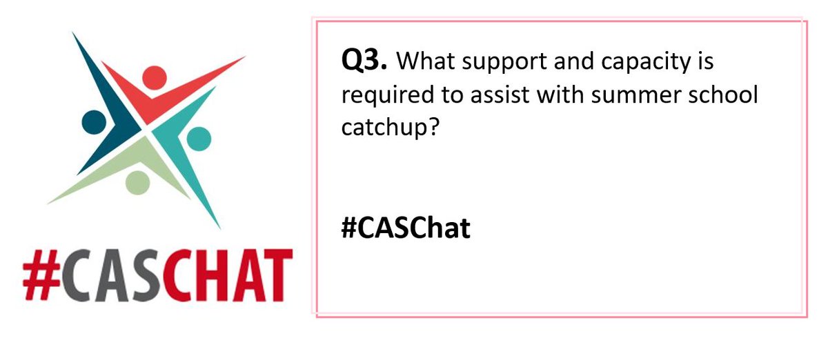 caschat_uk's tweet image. @PeterMarshman @DrChips_ 
Q3. What support and capacity is required to assist with summer school catchup?
#caschat