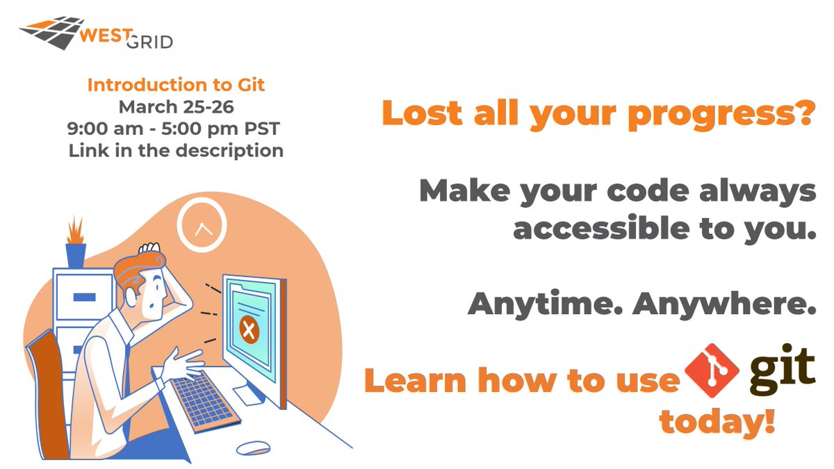 WestGrid's tweet image. Aspire to be a coder? Master Git, one of the most important skills now!
WestGrid is hosting "Introduction to Git" between March 25-26.
Register now -
eventbrite.ca/e/introduction…
#learngit #whatisgit #git #github #coderslife