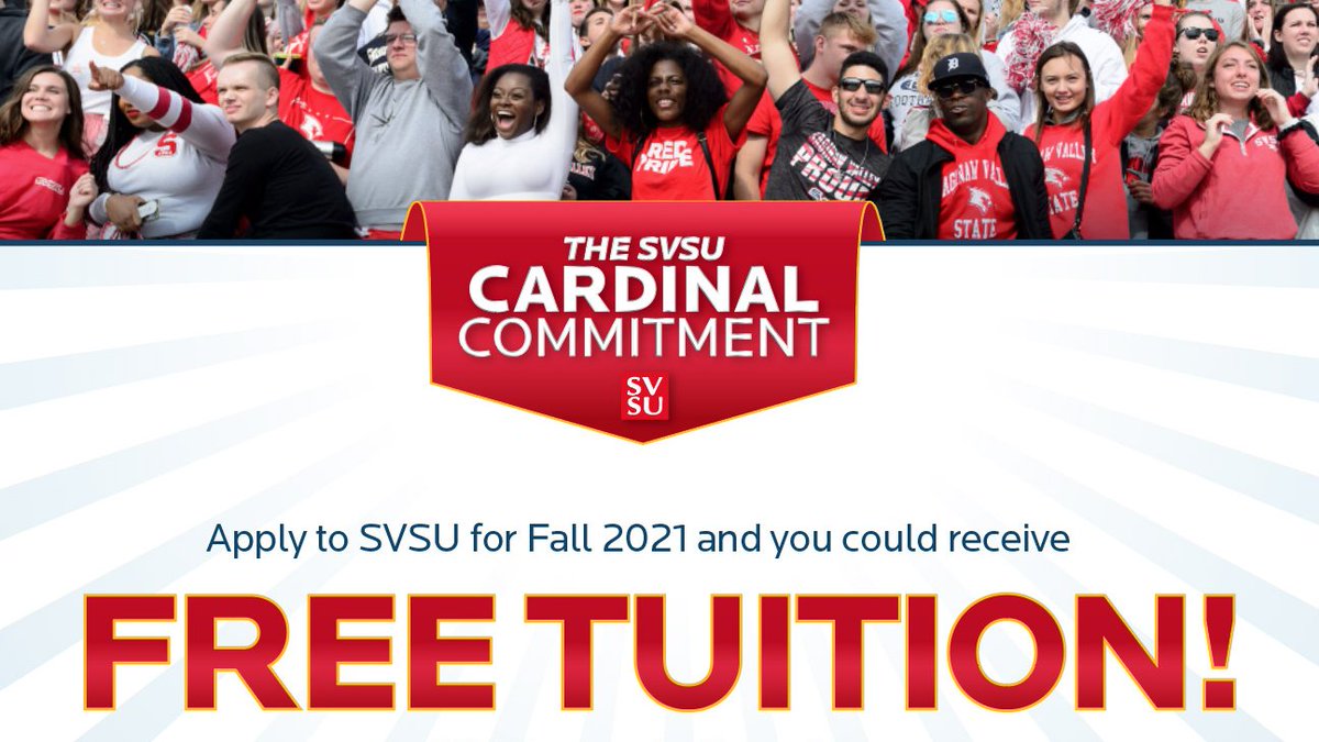 SVSU is expanding its longstanding dedication to making a first-class college education accessible to Michigan families by offering free tuition to qualified students throughout Michigan. Learn more about the SVSU Cardinal Commitment at svsu.edu/cardinalcommit….