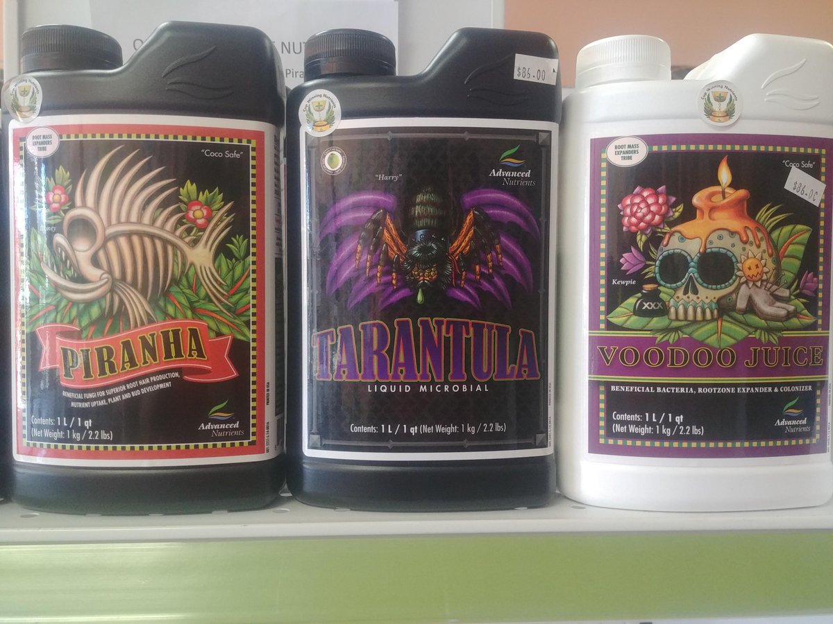 On Sale! While supplies last @advancednutes Piranha, Tarantula and Voodoo Juice $75. Stop in and get your supply. #cupwinningnutrients #growstrong #growwise #ANGrown #indoorgrowing #nutrients #growers #highlife #plantlovers #kush #leaglizeit #hydroponicsystem #agricultural