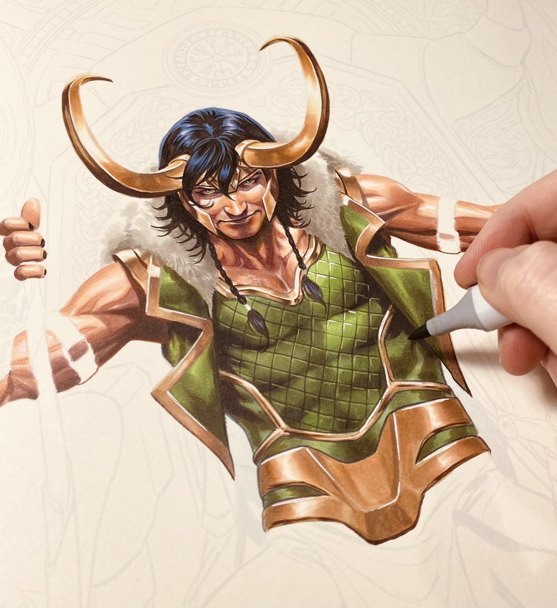 RT @MarkBrooksArt: On the drawingboard today- The God of Lies. #MarvelComics #Loki #Thor #MarkBrooks https://t.co/wCaDFXhxyH