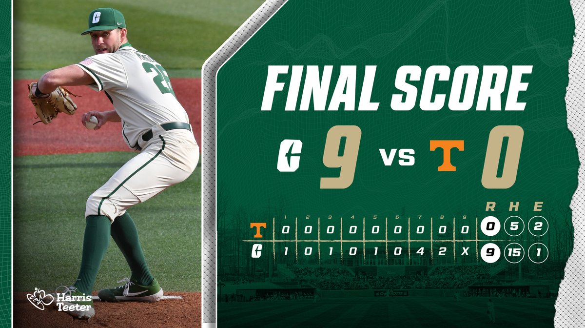 FINAL!!!! DOWN GOES #14!!!! The Niners SHUTOUT #14 Tennessee with dominant pitching, 4 HR's including back-to-back-to-back! ✅First Home Win over Ranked Opponent since 2018 ✅All starters record at-least one hit ✅Snap UT's 14-game midweek win streak #GoldStandard | #9ATC