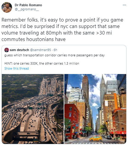 sam_d_1995's tweet photo. some people say, "well, houston is more spread out, you can't compare it to new york" are entirely missing the point:  

building dense, compact cities around transit means that you don't need to keep extending outwards for growth https://t.co/wq2fm0K1I9