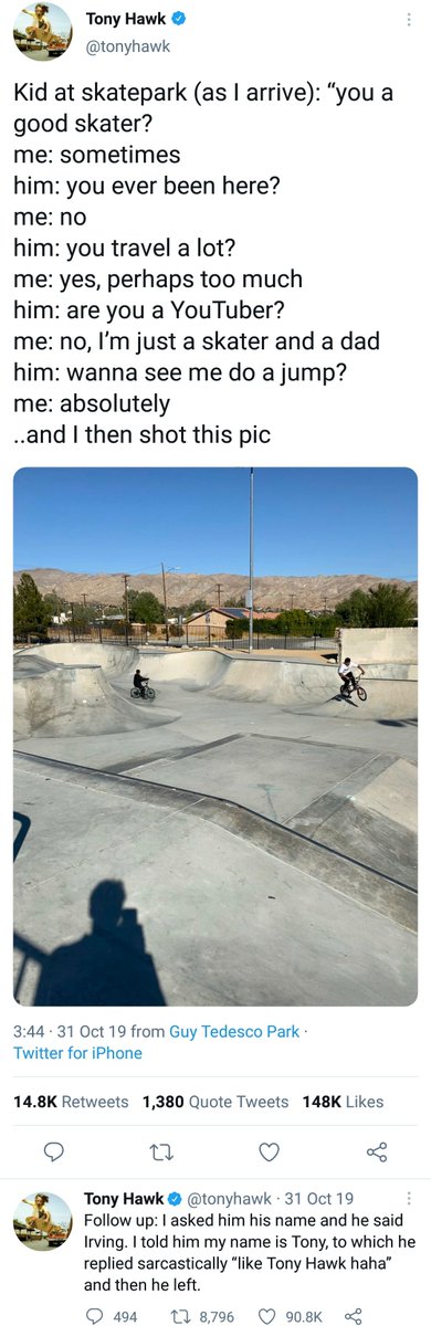 benjancewicz's tweet photo. Tony Hawk being wholesome https://t.co/kSX3x7BMvf