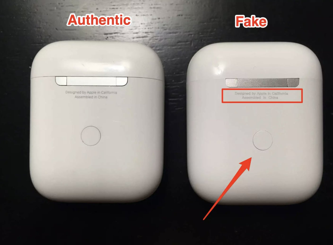 nedbrydes sum Sudan 𝕯𝖒𝖏.sol ◎ on Twitter: "5. Comparing the Charging Cases There's not much  difference when looking at the charging cases. The hinges on the fake  charging case are loose when it's open. The