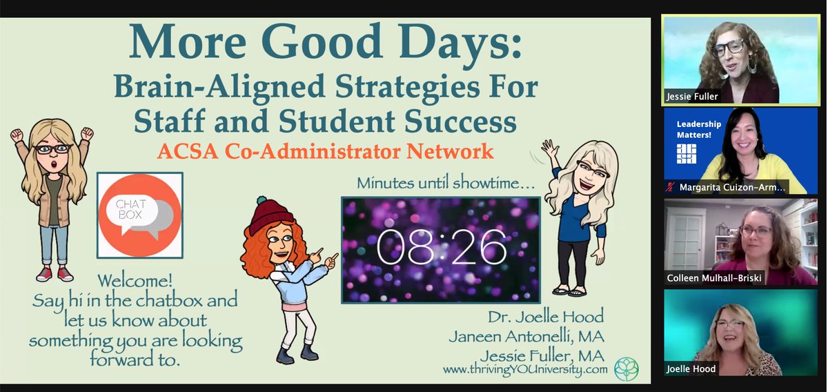 Right now: ACSA networking event for our co-administrators with a focus on SEL strategies to help them better support staff and students. Plus, lots of practical tools and resources to help with student engagement. #acsa