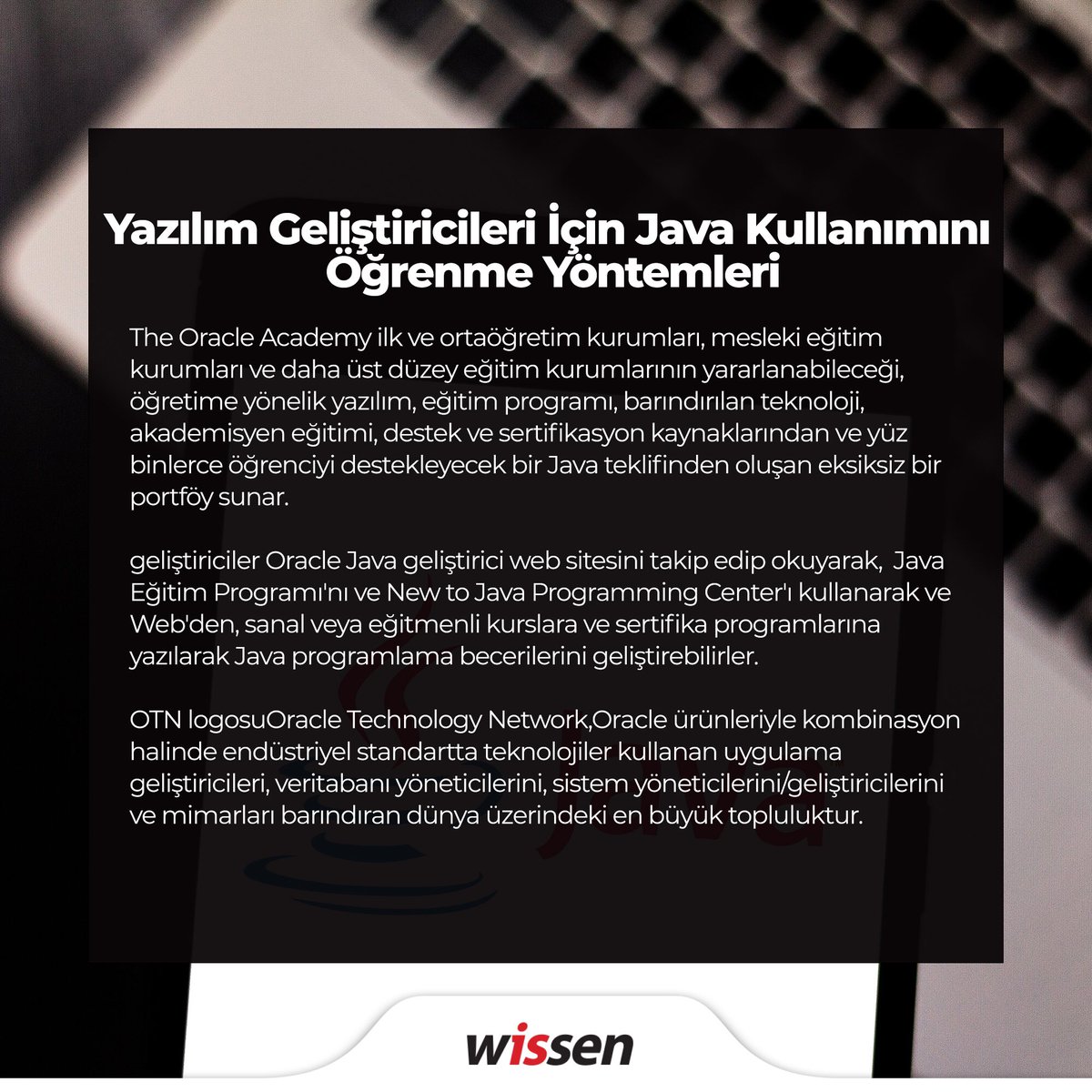 BAUWissenTech's tweet image. Java teknolojisi hakkında ufak bir bilgilendirme postu hazırladık. 🙃
❓Yazılım geliştiriciler neden Java’yı tercih ediyor?
❓Yazılım geliştiriciler için Java kullanımını öğrenme yöntemleri nelerdir?
#WissenAkademie #Java #JavaEğitimi #JavaTeknolojisi
