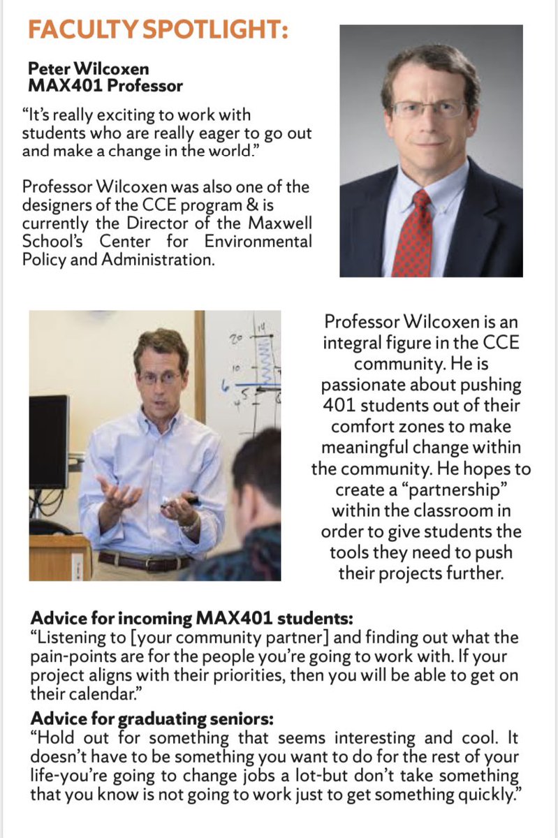 Peter Wilcoxen is our March Faculty Spotlight for CCE! Read more about him and his amazing work with the program in our graphic: