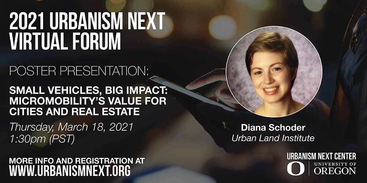 Urbanism Next (@urbanismnext) on Twitter photo Micromobility has the potential to positively impact mobility, equity & sustainability. Learn how the real estate industry and public sector can promote #micromobility usage in mutually beneficial ways during <a href="/dschoder/">Diana Schoder</a>’s #UNEXT2021 presentation. Register: tinyurl.com/UrbNextConf Micromobility has the potential to positively impact mobility, equity & sustainability. Learn how the real estate industry and public sector can promote #micromobility usage in mutually beneficial ways during <a href="/dschoder/">Diana Schoder</a>’s #UNEXT2021 presentation. Register: tinyurl.com/UrbNextConf