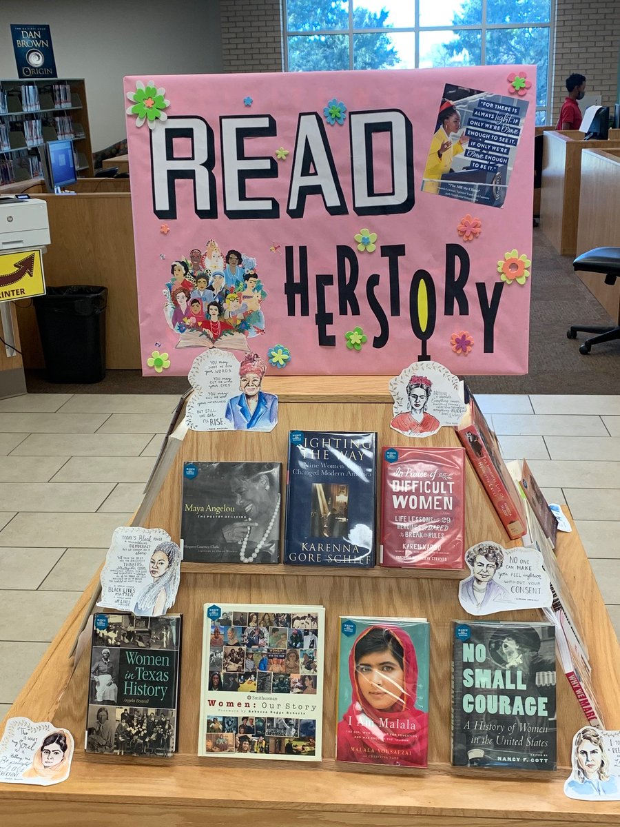 lubbocklibrary's tweet photo. Learn about important women in history with our Women's History Month displays at Patterson and Groves Branch Libraries! π€©
#womenshistorymonth #bookdisplay #checkmeout #lubbocklibrary #lubbocktx https://t.co/UpZ6ySN99n