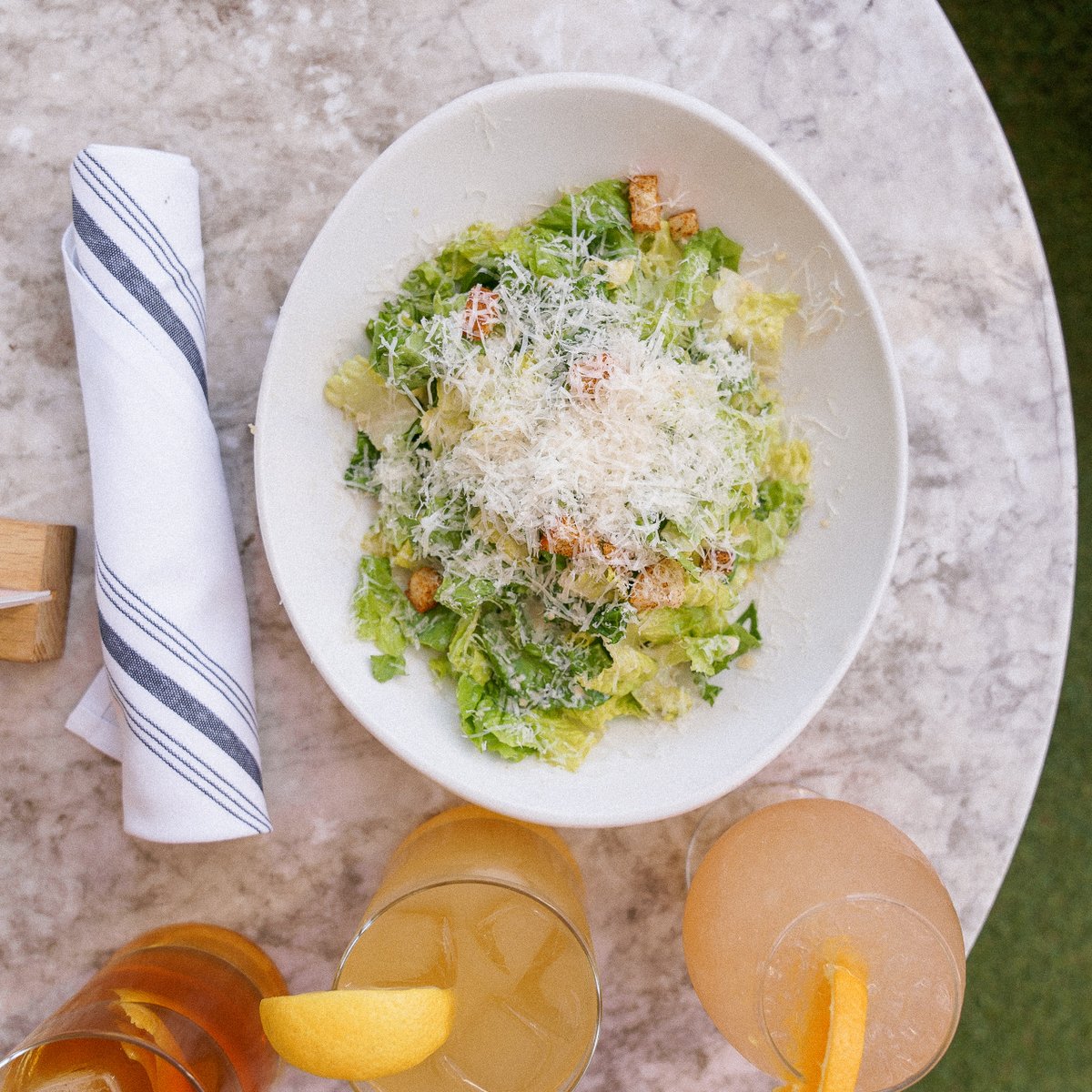 Delicious Caesar salad for lunch kind of day. Romaine, parmesan, &amp; housemade croutons for a refreshing lunch option.