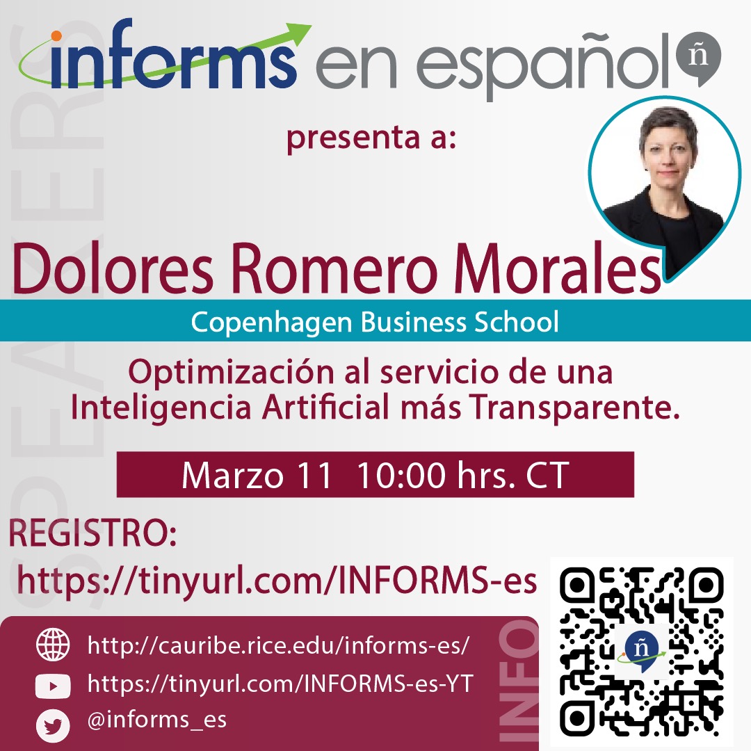 DoloresRomeroM's tweet photo. Preparing my talk at ⁦@Informs_es⁩ ! #orms #transparency #AI. https://t.co/OELWdeKDTQ