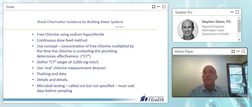 Legionella_Conf's tweet photo. Steve Deem from the @WADeptHealth just spoke! 

He pointed out that shock chlorination can be a great method to address high Legionella levels (once you've done the testing of course).

Access the great resources he mentioned: https://t.co/I51PEKh32Q https://t.co/ajXhlBCcyE