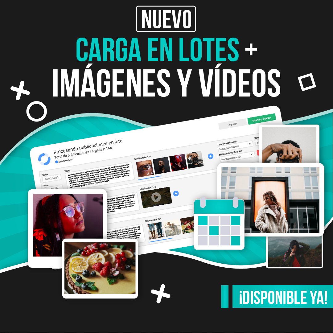 SocialGestApp's tweet photo. ¡Nuevas opciones de carga en lotes!
Seguimos sumando. Ahora la carga de publicaciones en lote te permitirá programar Imágenes y videos.
#Communitymanager #programarinstagram #programartwitter #programarfacebook #socialmediamanager #socialgest https://t.co/IuEIVXEKnx