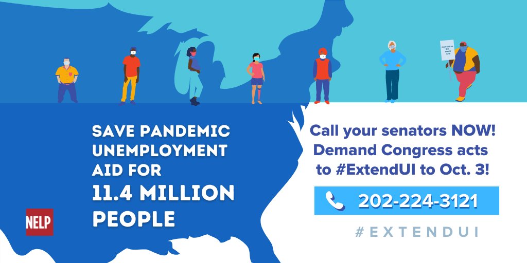LULAC's tweet image. 11.4 million people–that’s more than NYC + Chicago—will lose their pandemic unemployment insurance starting March 14 unless the Senate acts. Tell your senators to #ExtendUI to Oct. 3 in the#AmericanRescuePlan to provide #ReliefNow! Call your senators today: 202-224-3121.