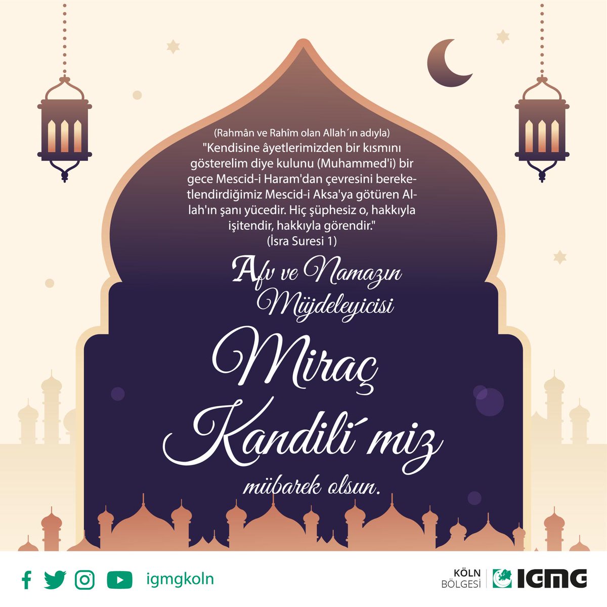 Miraç kandiliniz mübarek olsun.