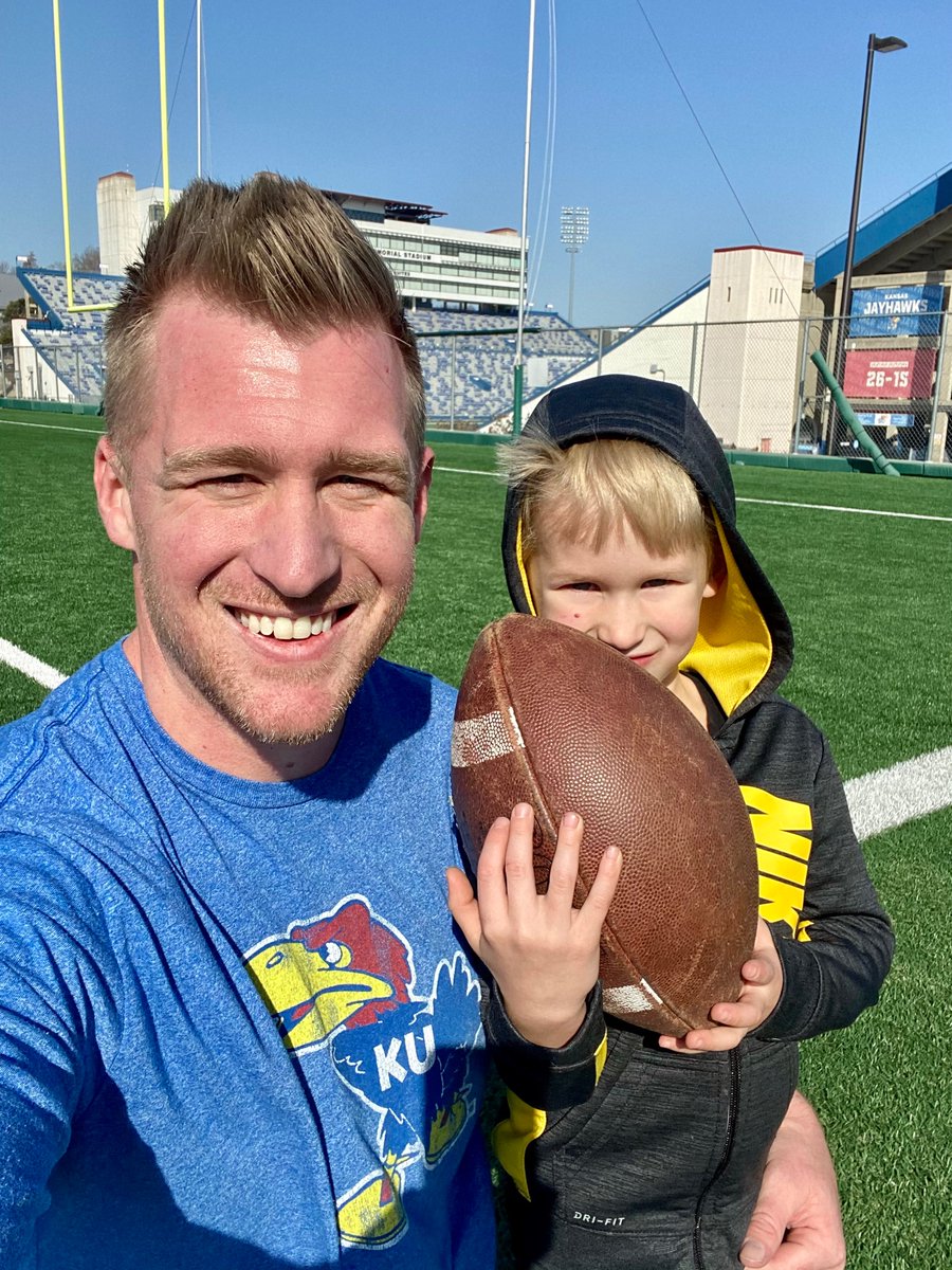 MicahBrownFilm's tweet photo. Spent the morning telling Dawson about goalposts going into Potters Lake, the Hill being packed with families instead of corporate tents and a whole lotta Wโs.
We will be back #RockChalk #CastTheVision https://t.co/KmdA1hMWvD