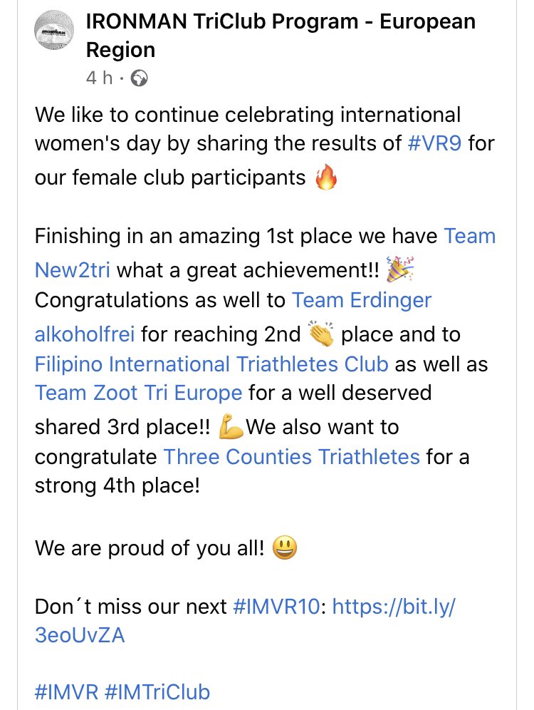 Super proud of the Ladies in the team! 
1st place in Europe, Middle East and Africa! 
Awesome effort Ladies we love you guys! 😍
.
.
.
.
If you want to join our inclusive team then drop us a message or visit our website in our bio
#ironwoman #ironmanvr9 #womensday2021 #WomensDay