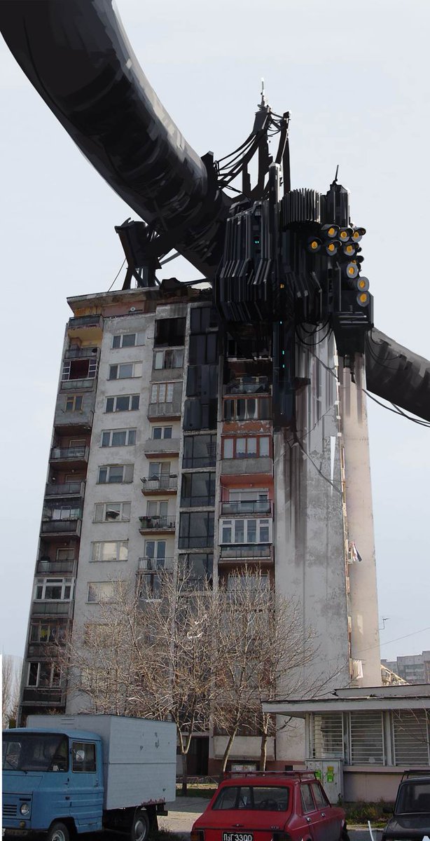 TristanRiedford's tweet image. To try and make the Combine seem a little less established in the world for HLA, we played around with their structures always requiring help from human buildings. Also lots of cables, like they were having a city wide LAN party before their citadel wifi was completed.