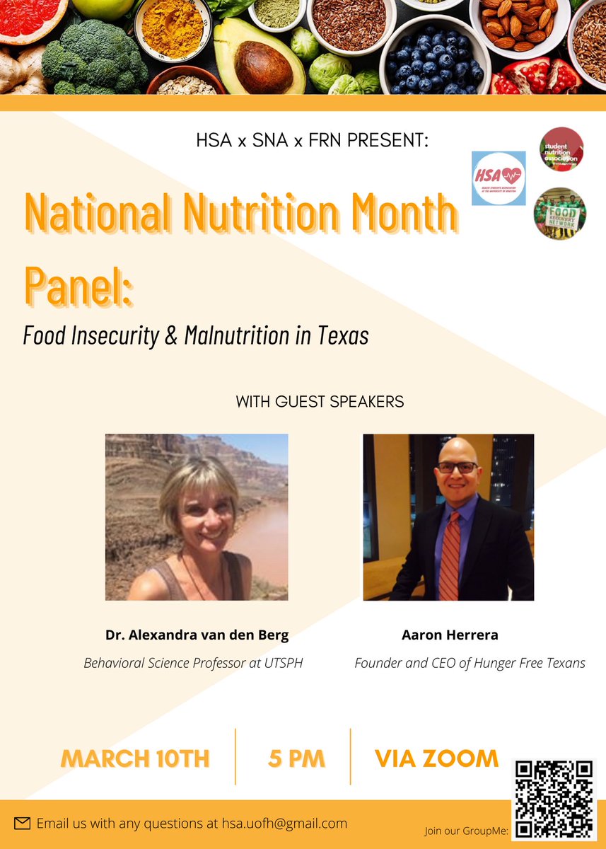 Join us tomorrow at 5 PM for our National Nutrition Panel! Zoom link will be sent out via GroupMe &amp; email! :)