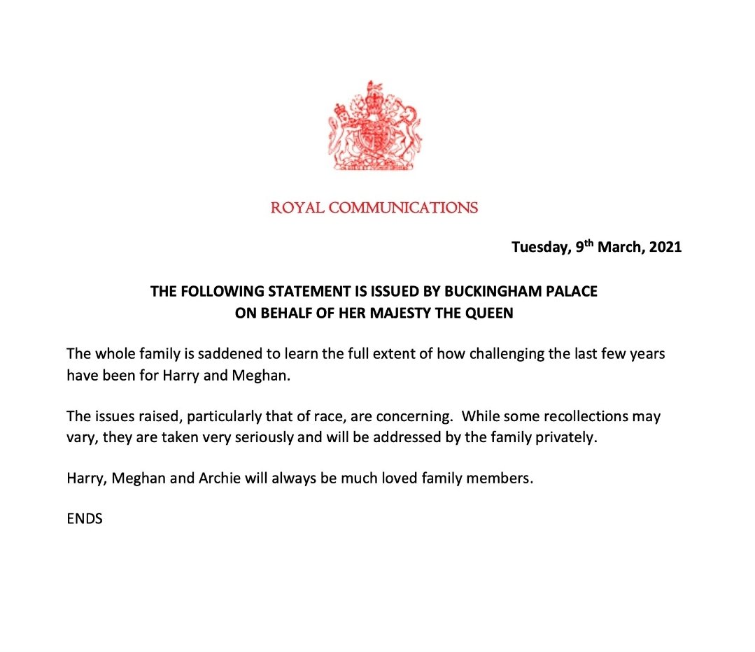 StraderEdge's tweet photo. Now this is excellent PR writing. Notice how either side can take this as if it's supportive of their feelings, and at the same time, it says nothing at all. Well done comm staff. #HarryandMeghan #prgold https://t.co/TDTvIsZ3Cg