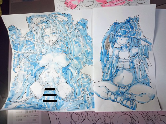 線画デジタルで陰影をアナログ合成。 