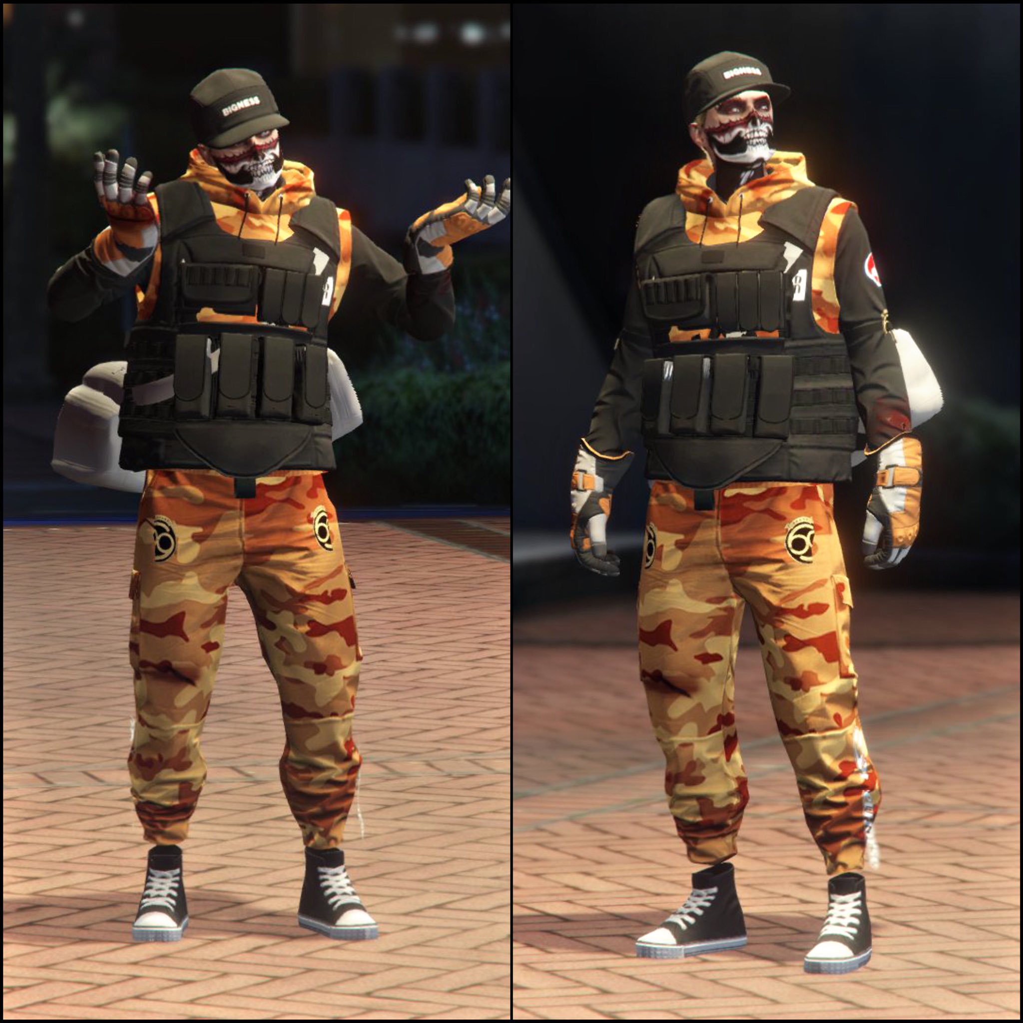 Orange joggers top outfit gta 5