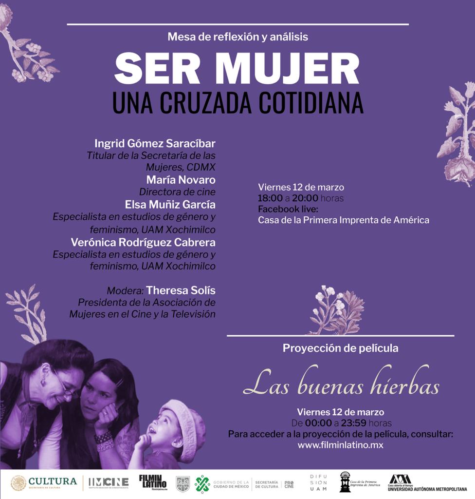 ¡La @casaprimeraimprenta invita!

Mesa de reflexión
“Ser Mujer. Una cruzada cotidiana” 👩‍🦳👩‍🍳

Participan: #IngridGómez, #MaríaNovaro, #ElsaMuñiz y #VerónicaRodríguez
Modera: #TheresaSolís

📍Viernes 12 de marzo
🕕18:00 a 20:00 h
Transmisión: facebook.com/casaprimeraimp…
@filminlatino