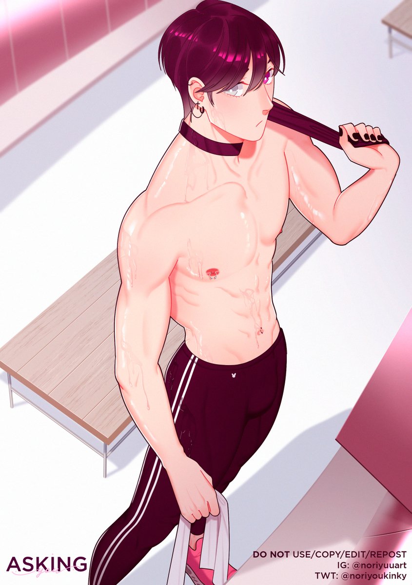 noriyoukinky's tweet image. allen after a workout~ 💪🧿👄🧿💦!

speedos + dialogue version available on patreon &amp;amp; apoiase! 

#askingyoucomic #originalcharacter #legging