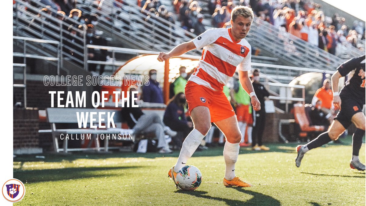 ClemsonMSoccer's tweet photo. It's been quite a day for Callum Johnson! 👏😎

🟠 @csoccernews National Player of the Week
⚪️ @csoccernews Team of the Week
🟠 @TopDrawerSoccer Team of the Week

#ClemsonUnited 🧡💜 https://t.co/Rh0jno8wub