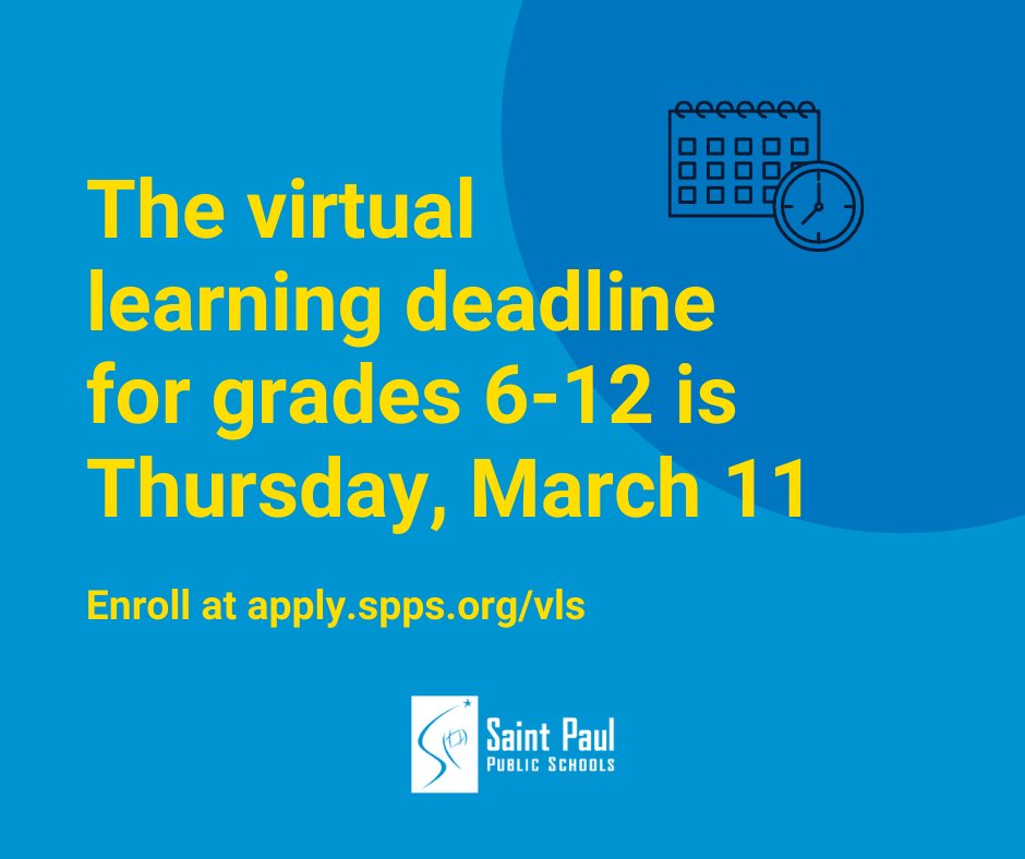 SPPS_News's tweet image. Secondary Families:
SPPS will begin in-person learning for all 6-12th grade students who want it starting Wednesday, April 14. 6-12th grade students who wish to stay in distance learning for the remainder of the school year must enroll in virtual learning by Thursday, March 11.