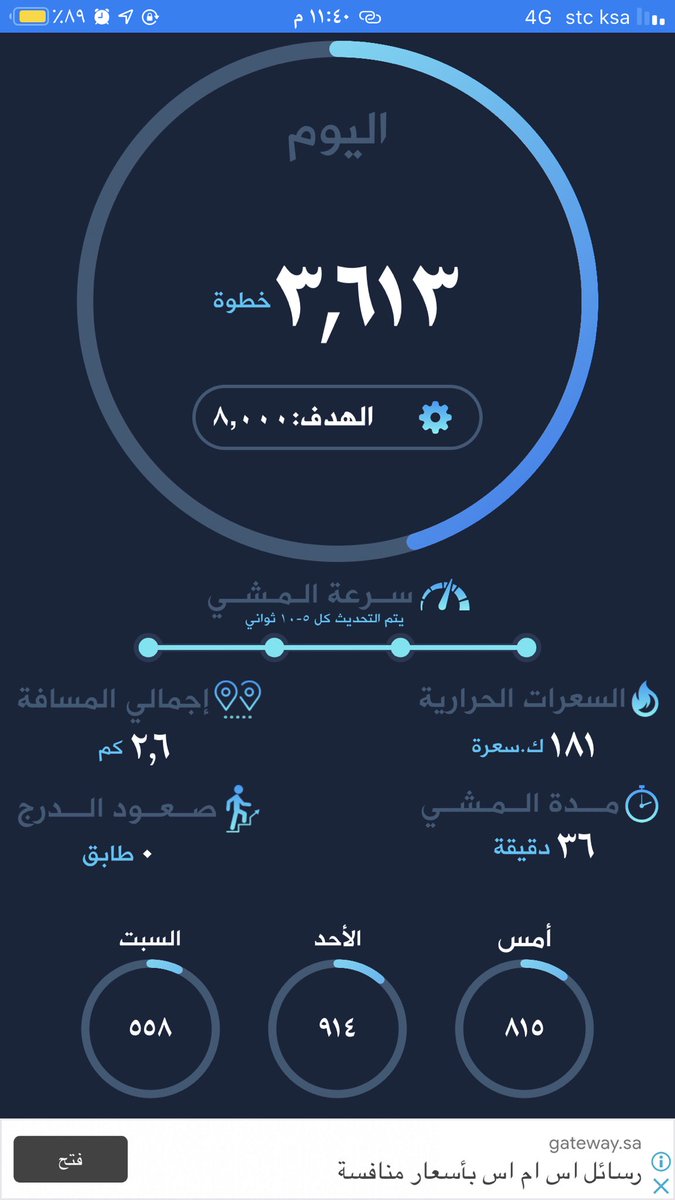 shahadsayaf1212's tweet image. #قد_التحدي_تمشي شهد سياف القحطاني يوم الثلاثاء ٧/٢٥ ٣.٦١٣ خطوه