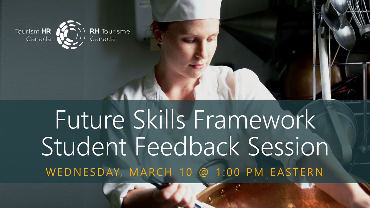 TOMORROW, 1PM EST: Are you a #student in your final year of a #tourism or #hospitality program? Help us ensure our new Future Skills Framework is what you need to launch your #career!
 
Join us for a 90-min virtual feedback session. Details ➡️bit.ly/38j0CKZ